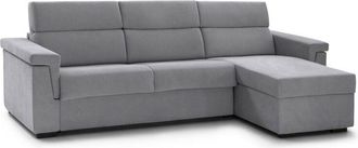 Dmora Sof&aacute; Fijo Con Pen&iacute;nsula Zelinda, Sof&aacute; Esquinero Para Sal&oacute;n, Acolchado, Desenfundable, Calidad 100% Made In Italy, 285x160 H100 Cm, Gris Claro - Dmora