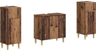 vidaXL Juego De Gabinete De Ba&ntilde;o De 2 Piezas Arnhem Madera Envejecida Vidaxl