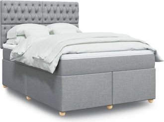 vidaXL Vidaxl - Cama Box Spring Con Colch&oacute;n Tela Gris Claro 160x200 Cm