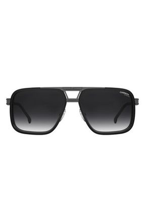 Carrera 61mm Gradient Rectangular Sunglasses in Black Dark Ruthenium/Grey at Nordstrom