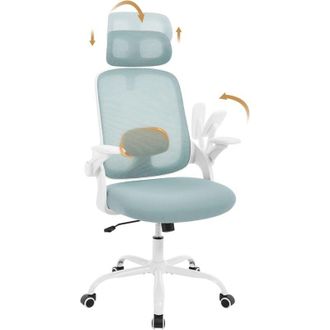 Woltu Silla De Oficina Con Reposabrazos Ajustable, Ergon&oacute;mica, Con Soporte Lumbar, Reposacabezas Ajustable Y Altura Ajustable, Giratoria, Color Azul - Woltu