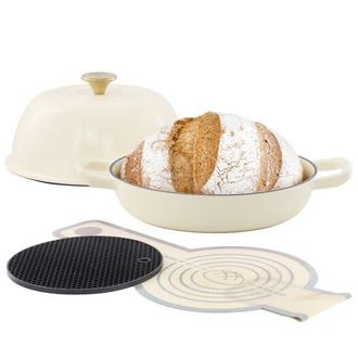 MegaChef 6 Quart Enameled Cast Iron Bread Pot with Baking Mat in White at Nordstrom