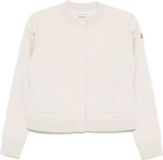 Moncler Vest met knoopsluiting en logo-patch - Beige