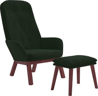 vidaXL Sill&oacute;n De Relax Con Taburete Terciopelo Verde Oscuro Vidaxl