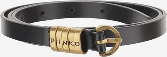 Pinko Womens Leather Belt With Logo Black