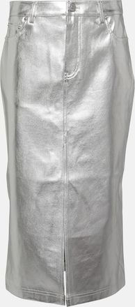 Staud Oaklyn metallic faux leather midi skirt