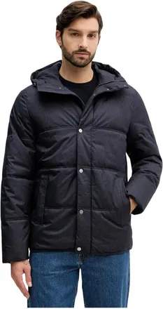 Benetton Hooded Padded Jacket - Heren - Jassen - Blauw - Maat: S Leer