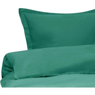 Beliani Duvet Cover and Pillowcase Set Green Sateen Cotton 150 x 200 cm Modern Bedroom PARKROSE