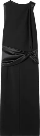 Lanvin Midi-jurk van jersey en satijn - Dames - Casual kleedjes - Zwart - 2XS - Satijn - Kleedjes