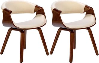 Clp Clp - Set De 2 Sillas De Comedor Foley Nogal/crema Tela