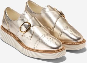 Cole Haan Originalgrand W31694 Oxfords Womens Gold Monk Strap Shoes ZOGG419
