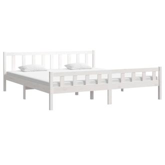 Berkfield Home Beautiful Bed Frame White Solid Wood 160x200 cm