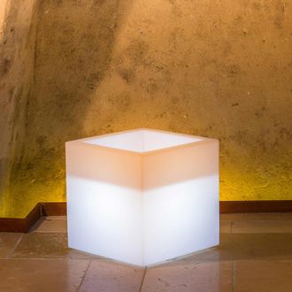 Monacis Idralite - Maceta Cube Cuadrada Con Led De Resina H 40 40x40 Cm L&aacute;mpara Blanca