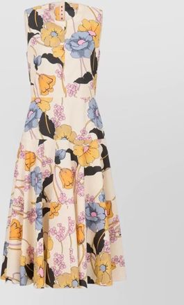 Marni poplin midi dress melodia floral motif
