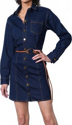 Greylin Calista Button Up Denim Mini Shirt Dress In Indigo