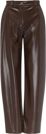 Pinko Pinko, Dames, Broeken, Bruin, Maat: XS Leer