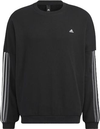 adidas Mens adidas Stripe Sports Round Neck Pullover Black HC9960