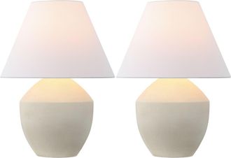 Jonathan Y Designs Ralf 20.5 Minimalist Scandinavian Resin/Iron LED Table Lamp in Matte Cream at Nordstrom