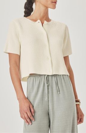 Splendid Delilah Crop Rib Cardigan in Shell White at Nordstrom, Size X-Small