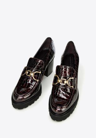 Wittchen Dames Patent Leather Pumps Croco met Gesp Burgundy Patent Leather