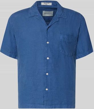 GANT Regular Fit Leinenhemd mit Brusttasche und Label-Stitching in Royal, Gr&ouml;&szlig;e XXXL