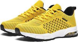 Generic Men Breathable and Fashionable Sports Travel Running Shoes,Yellowish White,7.5UK