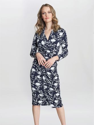 Gina Bacconi Womens Linda Jersey Wrap Dress - Navy - Size 18 UK