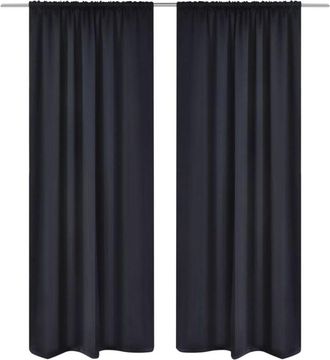 vidaXL 2 pcs Black Slot-Headed Blackout Curtains 135 x 245 cm Vidaxl