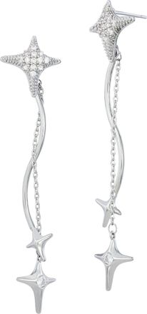 Savvy Cie Jewels RHODIUM PLATED OVER BRASS CELESTIAL DROP EARRINGS