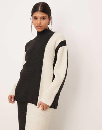 Vero Moda Maglione con design a contrasto nero e color panna in coordinato