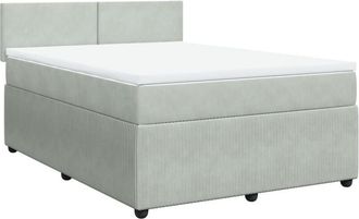 vidaXL Vidaxl - Cama Box Spring Con Colch&oacute;n Terciopelo Gris Claro 160x200 Cm