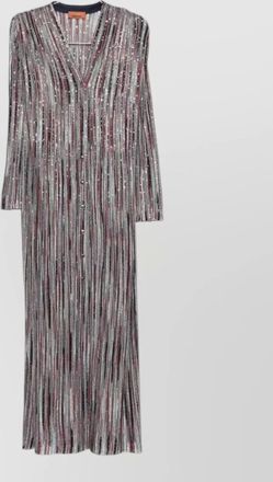 Missoni long cardigan metallic stripes v neck