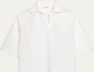 Brunello Cucinelli Semi-Sheer Eyelet Cotton Shirt