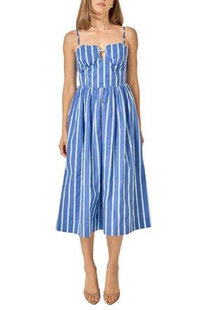 English Factory Marine Stripe Sleeveless Cotton Midi Dress in Blue Stripes at Nordstrom, Size X-Small