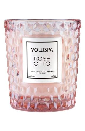 Voluspa Roses Classic Textured Glass Candle in Rose Otto at Nordstrom, Size 6.5 Oz