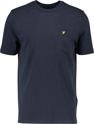 Lyle & Scott Mens Lyle & Scott Plain Pique Pocket Navy Blue T Shirt - Size: 38