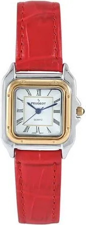 Peugeot Slim Leather Tank Watch- 36MM in Red at Nordstrom