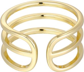 Adornia 14k Gold Plated Adjustable Triple Band Ring at Nordstrom Rack