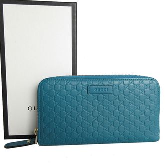 Gucci Blue Leather Long Wallet (Bi-Fold) (Pre-Owned)