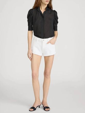 Frame Denim Gillian Top In Black Polka Dot