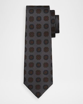 Kiton Men & apos;s Silk Floral Medallion 7-Fold Tie