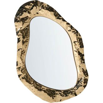 Beliani Espejo De Pared Decorativo Estilo Glamuroso Tradicional Industrial Marco De Acero Inoxidable Vidrio Dorado Jossigny