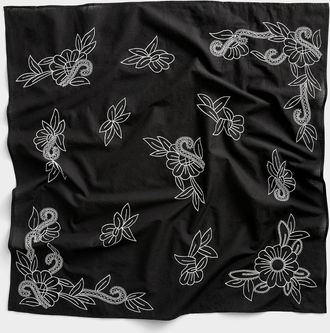Part Two Womens Organic cotton embroidered flower scarf