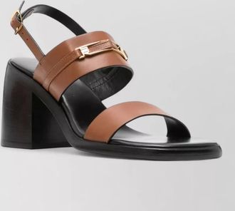 Sergio Rossi leather sandals open toe block heel straps