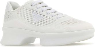 Prada Womens Allacciate Sneaker White Fabric