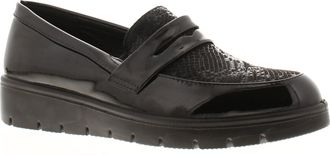 Platino Slant Womens School Shoes Black Patent 6 UK