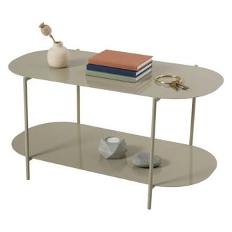 Dmora Mesa De Centro Verzate, Un Compartimento, Forma Ovalada, Tono Tablero Gris Topo, 100x45x51h Cm Gris Topo