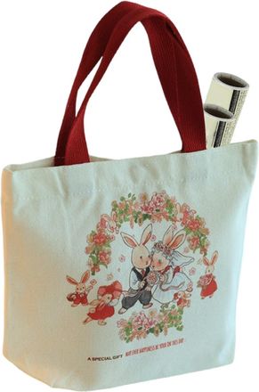 Generic Canvas Carrier Bag for Women-Sweet Bunny Design, Reusable Shopping Bag, Durable Gift | For Her, Mom, Teacher, Girlfriend, Daughter, Birthday, Christma