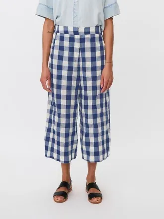 Masai Maportia Checked Wide Leg Trouser in Medieval Blue at Nordstrom, Size Xx-Large