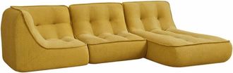 Oviala Sof&aacute; modular de tela, 250 x 165 x 70 cm, 3 plazas, amarillo